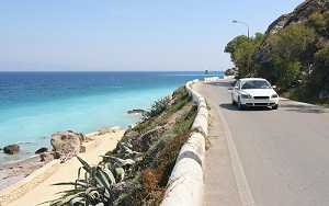 car driving along florida beach road